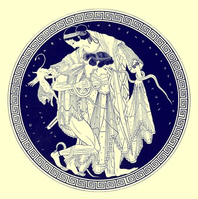 Peleus og Thetis, illustration fra græske vasemalerier af J. E. Harrison og D. S. MacColl, udgivet 1894 (digitalt forbedret billede) af after English School