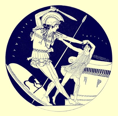 The Death of Troilos, illustration fra græske vasemalerier af J. E. Harrison og D. S. MacColl, udgivet 1894 (digitalt forbedret billede) af after English School