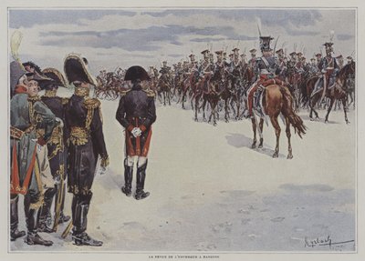 Napoleon gennemgår tropper fra den polske lette hest ved Bayonne af after Felicien baron de Myrbach-Rheinfeld