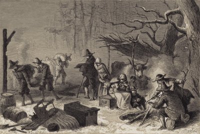 engelske nybyggere i Amerika af after Felix Octavius Carr Darley