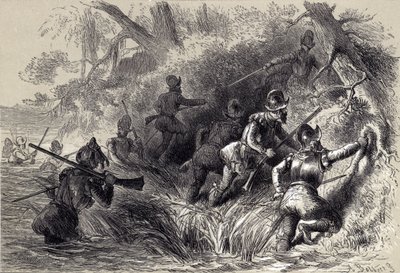 Franskmænd fortsætter med at angribe det spanske fort på St Johns af after Felix Octavius Carr Darley