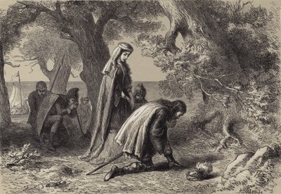 Thorfin og Gudrida på Vinelands kyst af after Felix Octavius Carr Darley
