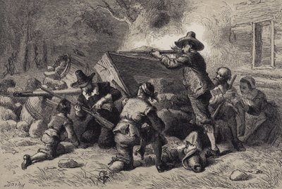 Virginians forsvarer sig mod indianere af after Felix Octavius Carr Darley