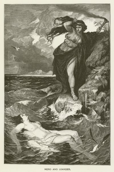 Hero og Leander af after Ferdinand Keller