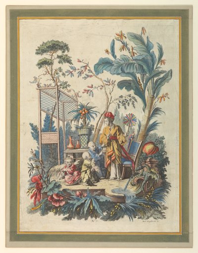 Plade 7 af et sæt kinesiske genrescener af after Francois Boucher