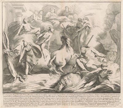 Prima Macchina for Kina af 1742: Konkurrencen mellem Neptun og Minerva af after François Hutin Miguel de Sorellò