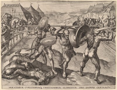 Slaget ved Horatii og Curiatii af after Frans Floris I