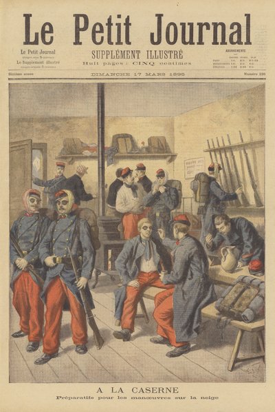 Franske soldater i deres barakker af after Frederic Theodore Lix