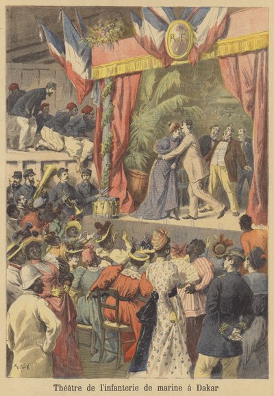 Teater for de franske marinesoldater i Dakar, Senegal af after Frederic Theodore Lix