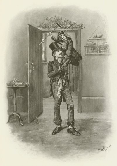 Bob Cratchit og Tiny Tim af after Frederick Barnard