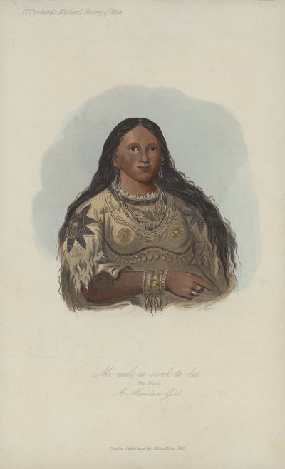 Mi-neek-ee-sunk-te-ka, Mink, en Mandan-pige (akvatint) af after George Catlin
