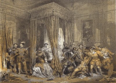 Queen Marys Bed-Chamber, Holyrood (chromolitho) af after George Cattermole