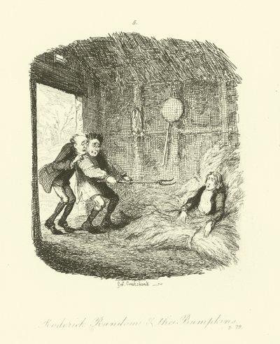 Illustration til Roderick Random af Tobias Smollett af after George Cruikshank