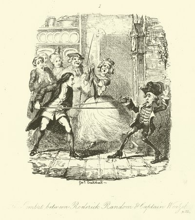 Illustration til Roderick Random af Tobias Smollett af after George Cruikshank