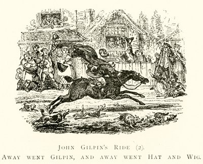 John Gilpins ridt (2), Gilpin gik bort, og bort gik hat og paryk af after George Cruikshank