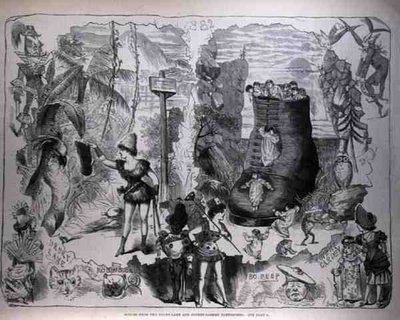Scener fra Drury Lane og Covent Garden Pantomimes, fra The Illustrated London News, 7. januar 1882 af after George Cruikshank