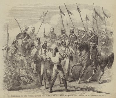 Mytteri sepoys, med plyndring, overrasket af et parti af HM 9th Lancers, nær Delhi af after George Francklin Atkinson