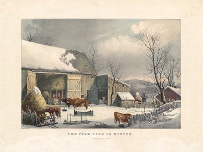 Gårdsgården om vinteren af after George Henry Durrie