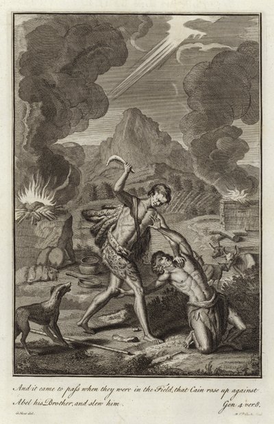 Kain dræber Abel af after Gerard Hoet