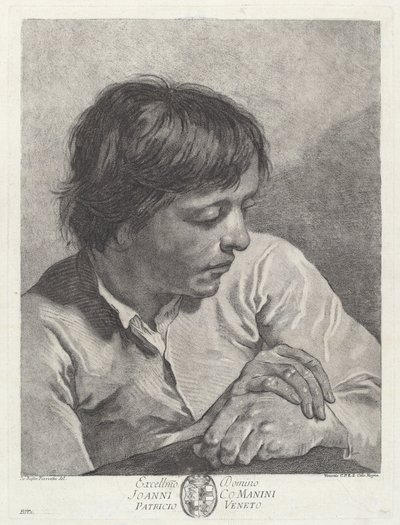 En ung mand med krydsede hænder af after Giovanni Battista Piazzetta Pietro Scattaglia and Innocente Alessandri