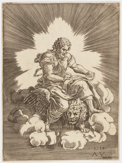 Sankt Markus, siddende på en løve af after Giulio Romano