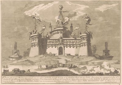 Seconda Macchina for Chinea af 1757: Fæstningen i Cockaigne af after Giuseppe Palazzi Giuseppe Pozzi after Paolo Posi