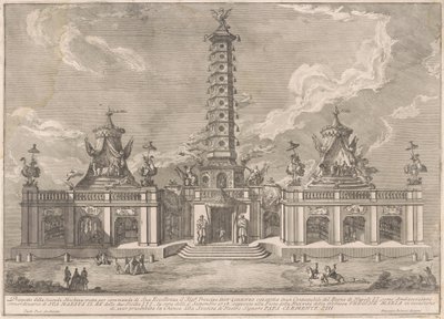 Seconda Macchina for Kina fra 1758: Porcelænstårnet i Nanjing af after Giuseppe Palazzi attritbuted to Giuseppe Pozzi after Paolo Posi