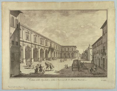 Udsigt over Firenze, plade fra "Choice of XXIV Udsigt over de vigtigste distrikter, pladser, kirker og paladser i byen Firenze" af after Giuseppe Zocchi