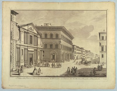 Udsigt over Firenze, plade fra "Choice of XXIV Udsigt over de vigtigste distrikter, pladser, kirker og paladser i byen Firenze" af after Giuseppe Zocchi