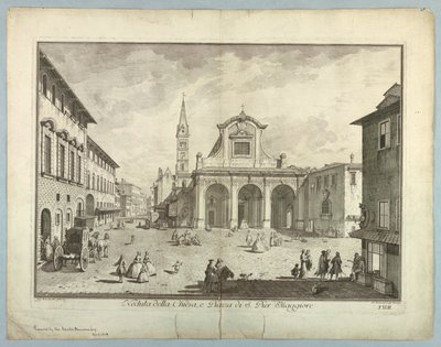 Udsigt over Firenze, plade fra "Choice of XXIV Udsigt over de vigtigste distrikter, pladser, kirker og paladser i byen Firenze" af after Giuseppe Zocchi