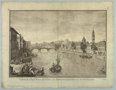 Udsigt over Firenze, plade fra "Choice of XXIV Udsigt over de vigtigste distrikter, pladser, kirker og paladser i byen Firenze" af after Giuseppe Zocchi