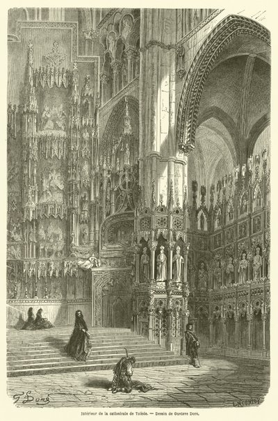 Interiør af katedralen de Tolede af Gustave after Dore