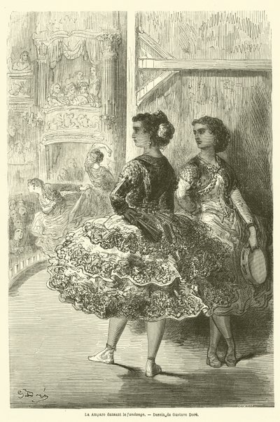 La Amparo danser fandango af Gustave after Dore