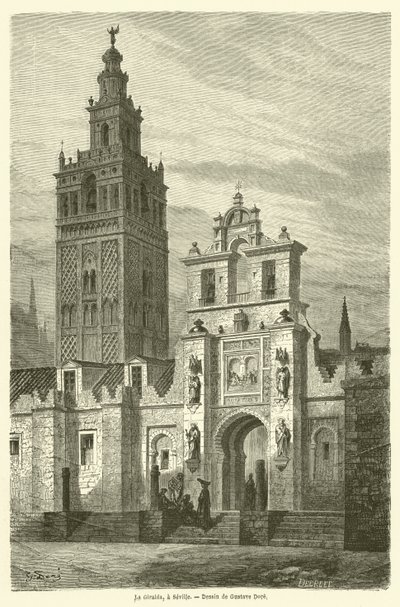 La Giralda, en Sevilla af Gustave after Dore
