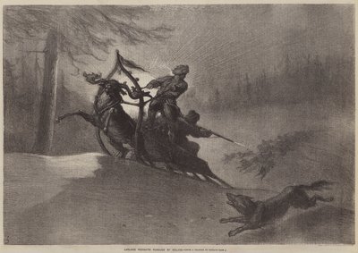 Laplandske bønder forfulgt af ulve af Gustave after Dore