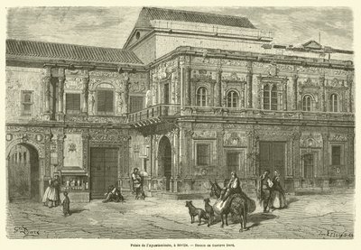 Palais de lAy Ayuntamiento, et Sevilla af Gustave after Dore