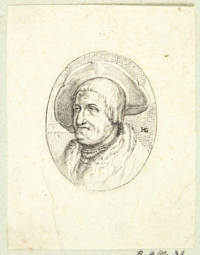 Fantasi Portræt af gammel mand med hat af after Hendrick Goltzius