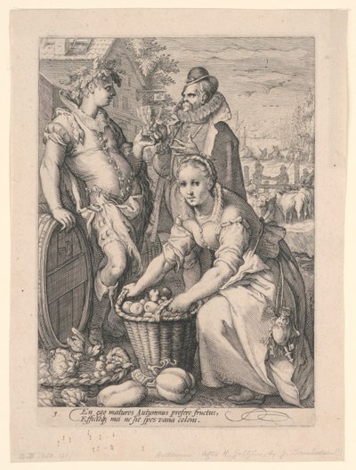 Fire årstider (efterår) af after Hendrik Goltzius