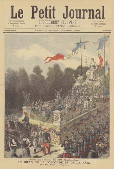 Float of Concord and Peace ved den nationale festival til fejring af 100-året for den franske republiks fødsel af after Henri Meyer