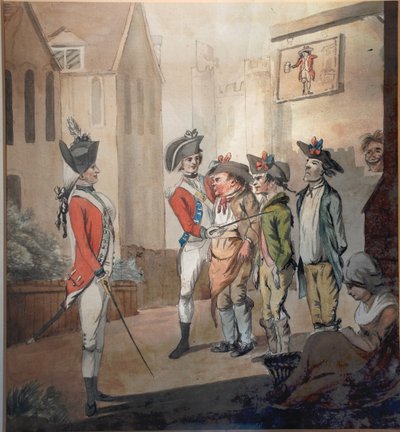 Den britiske hær, britisk rekrutteringsparti, 1780 af after Henry William Bunbury