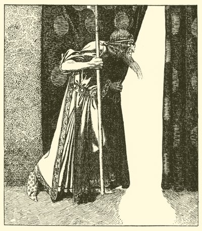 Kong Mark grubler over ondt af after Howard Pyle