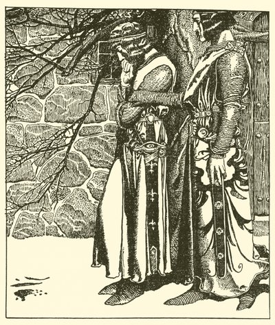 Sir Kay afbryder jer meditationer af Sir Percival af after Howard Pyle