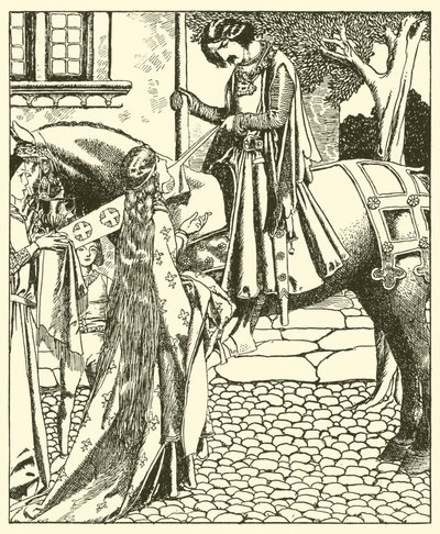 Sir Launcelot og Elouise the Fair af after Howard Pyle