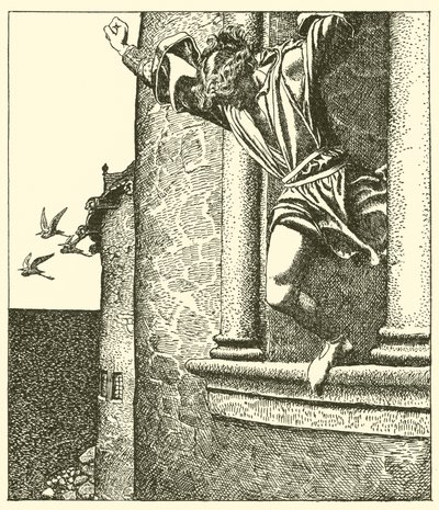 Sir Tristram springer ud i havet af after Howard Pyle