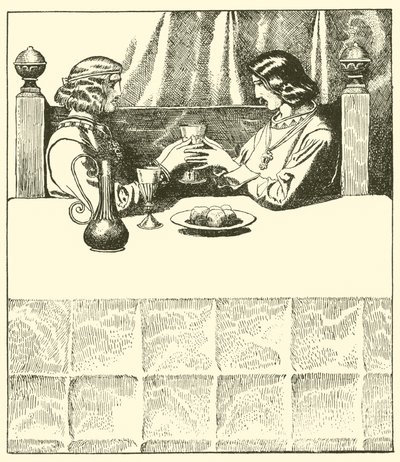 Sir Tristram sidder sammen med Sir Launcelot af after Howard Pyle