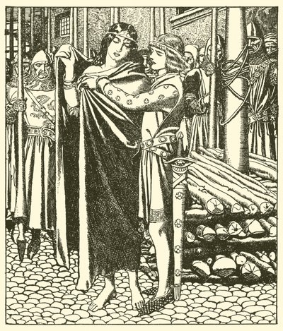 Tristram hjælper Lady Moeya af after Howard Pyle