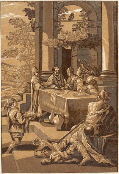 Dyk og Lazarus (højre panel) af after Jacopo Bassano John Baptist Jackson