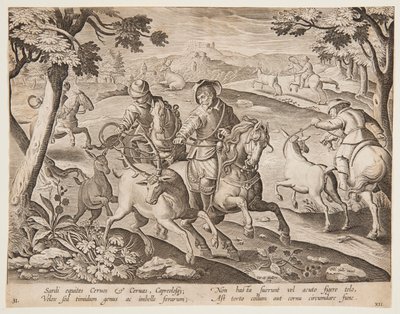 Fangst hjorte af after Jan van der Straet, called Stradanus