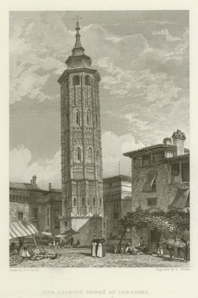 Det skæve tårn i Saragoza af after John Frederick Lewis