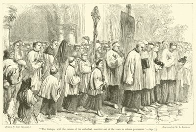 Biskopperne, med katedralens kanoner, marcherede ud af byen i højtidelig procession af after John Gilbert